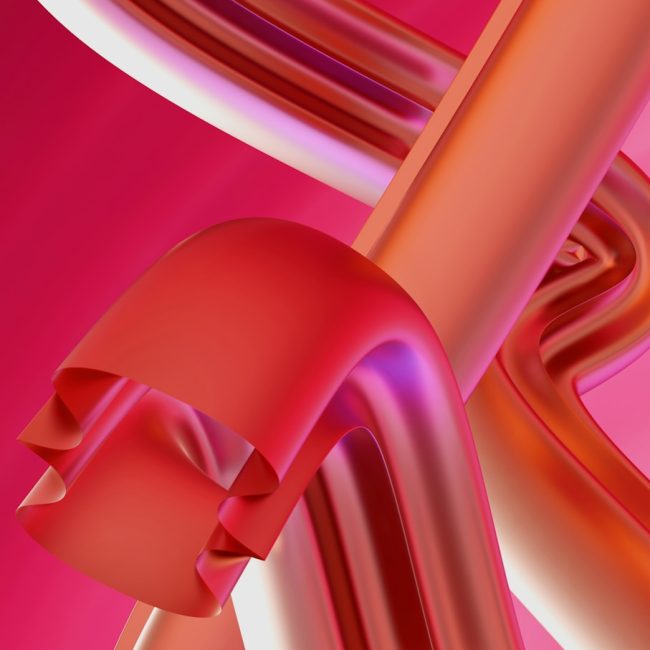 a pink and red abstract background with a curved design